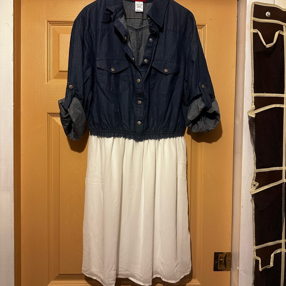 #1181‎ Denim and White Dress